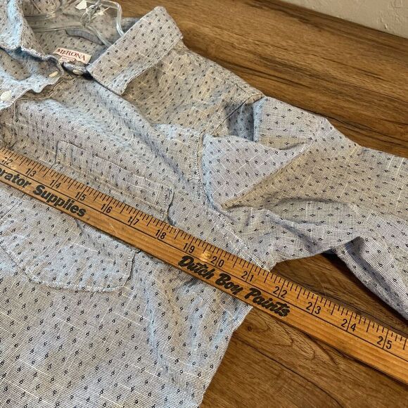 Merona Women's XXL Long Sleeve Blue Print Shirt Long sleeve 1/2 button cotton - Picture 7 of 11